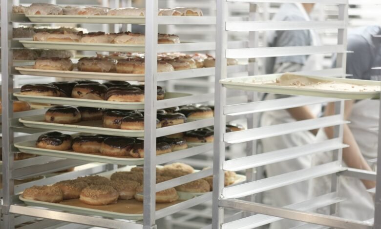 pastry on a rack inside a bakery Caloundra has today